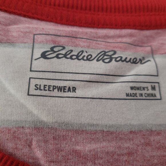 Eddie Bauer Holiday Red & White Striped 100% Cotton Sleep Set Size Medium NWT - Picture 3 of 10